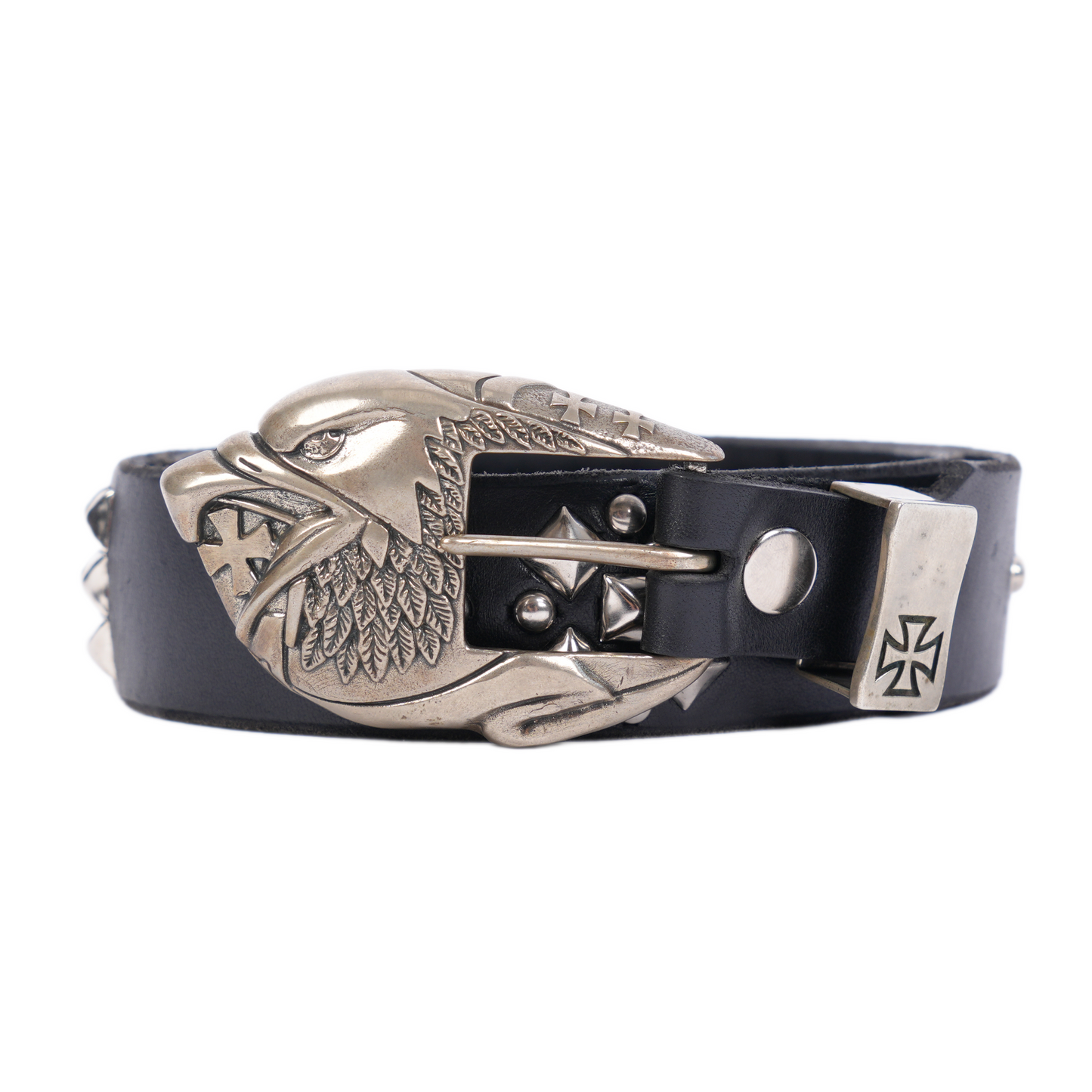 ERD Eagle Iron Cross Studded Leather Belt