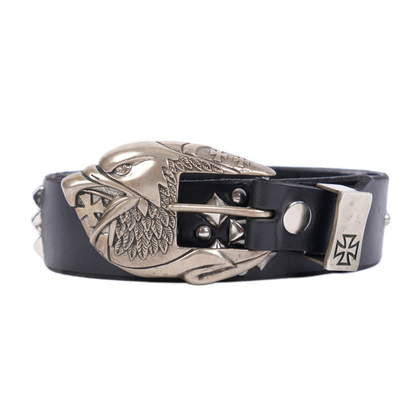 ERD Eagle Iron Cross Studded Leather Belt
