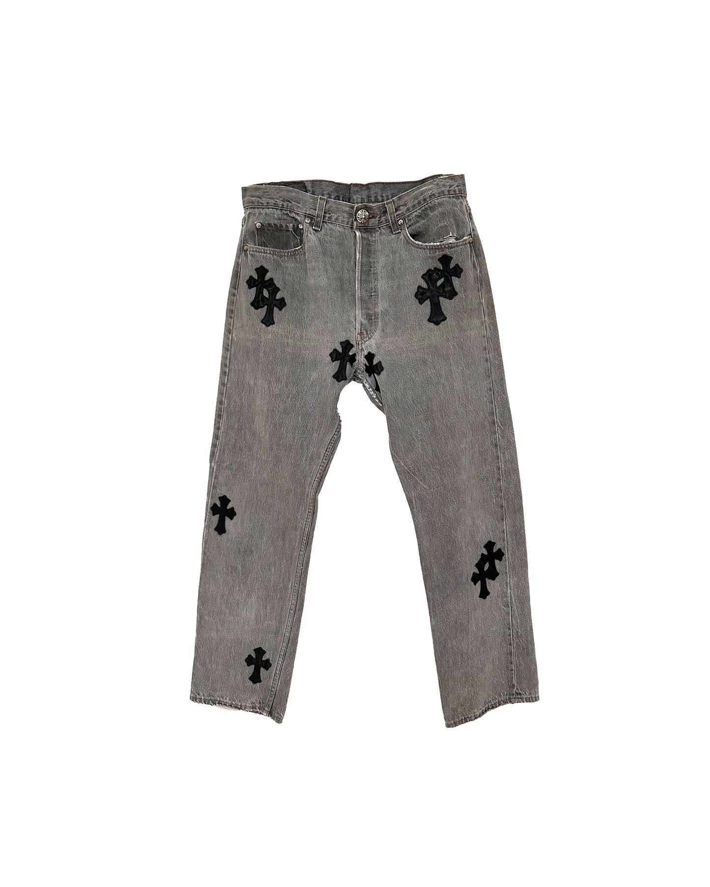 CHROME HEARTS CROSS PATCH LEVI'S BLACK STONE WASH 33