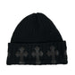 FLOODED BLACK CROSS BED HEAD BEANIE