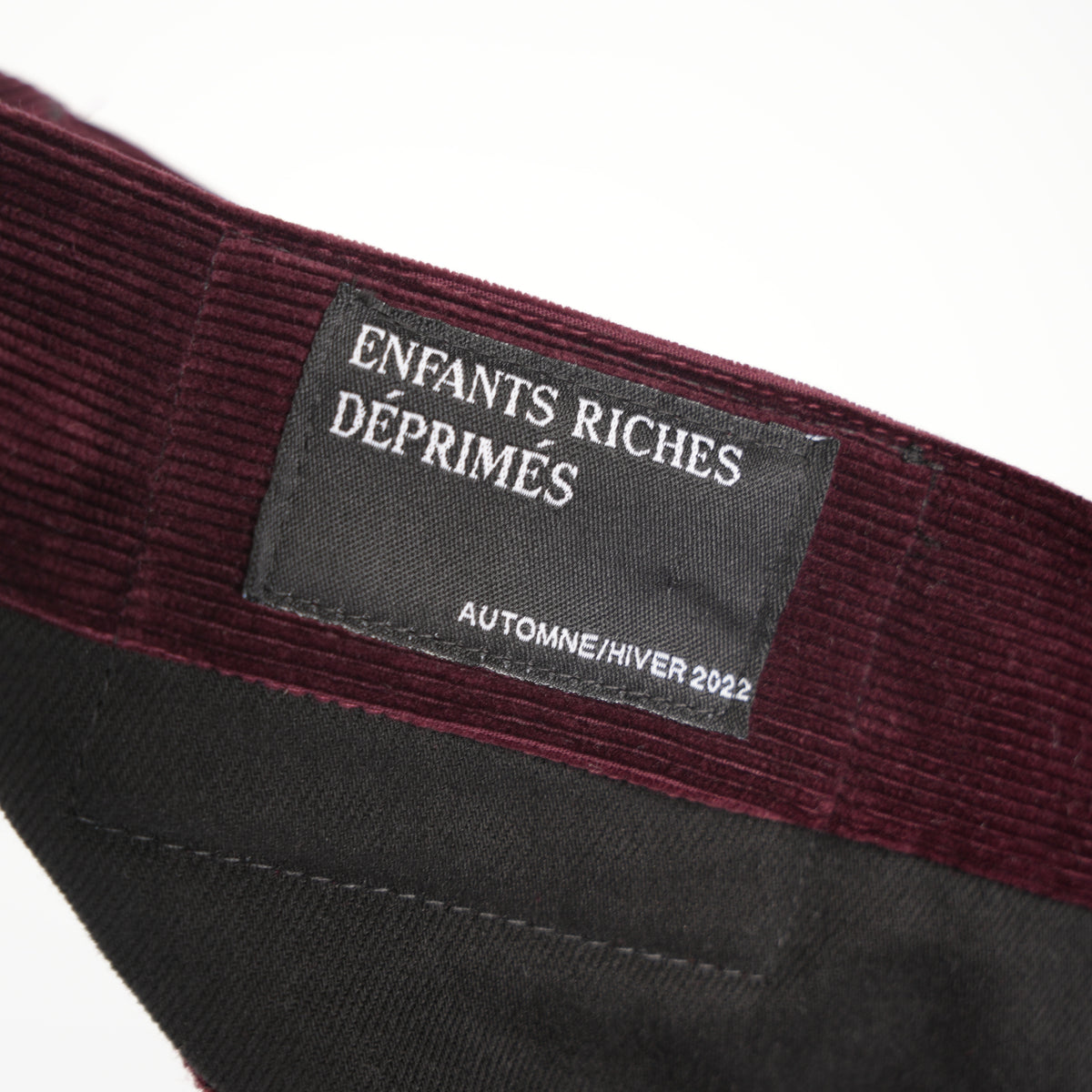 ENFANTS RICHES DÉPRIMÉS ERD BURGUNDY POESIE CORDUROY LOOSE TROUSERS