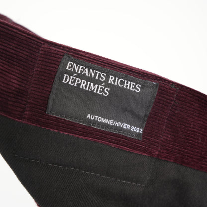 ENFANTS RICHES DÉPRIMÉS ERD BURGUNDY POESIE CORDUROY LOOSE TROUSERS