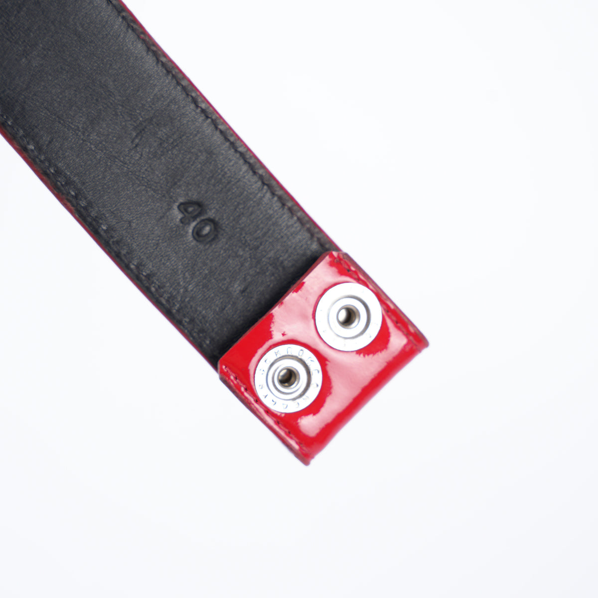 CHROME HEARTS RED PATENT LEATHER BELT STRAP
