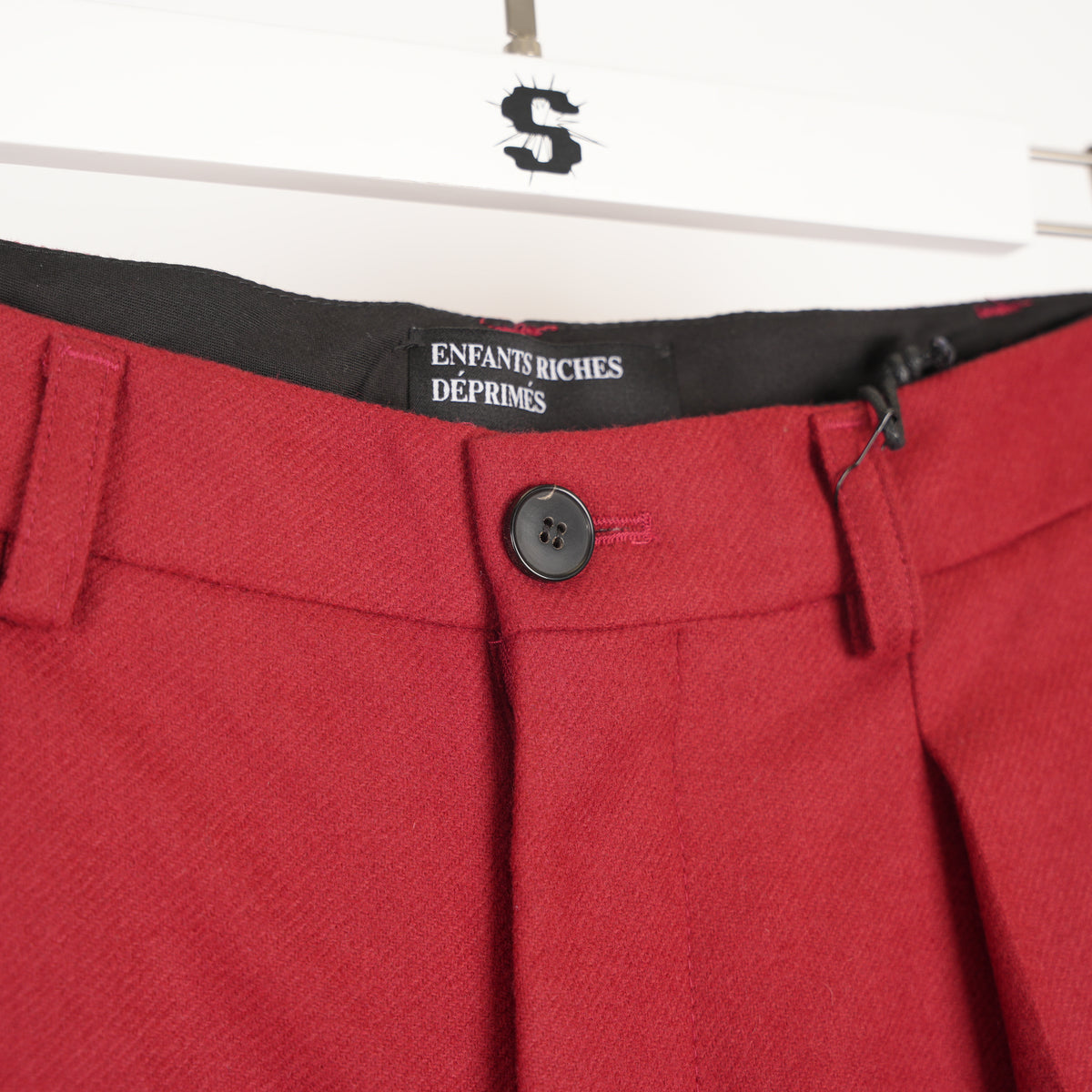 ENFANTS RICHES DÉPRIMÉS ERD RED PLEATED WOOL PANTS