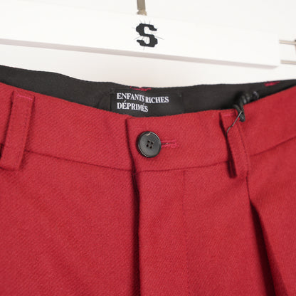 ENFANTS RICHES DÉPRIMÉS ERD RED PLEATED WOOL PANTS