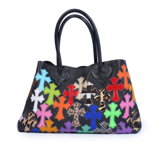 CHROME HEARTS MULTICOLOR CROSS PATCH TOTE BAG
