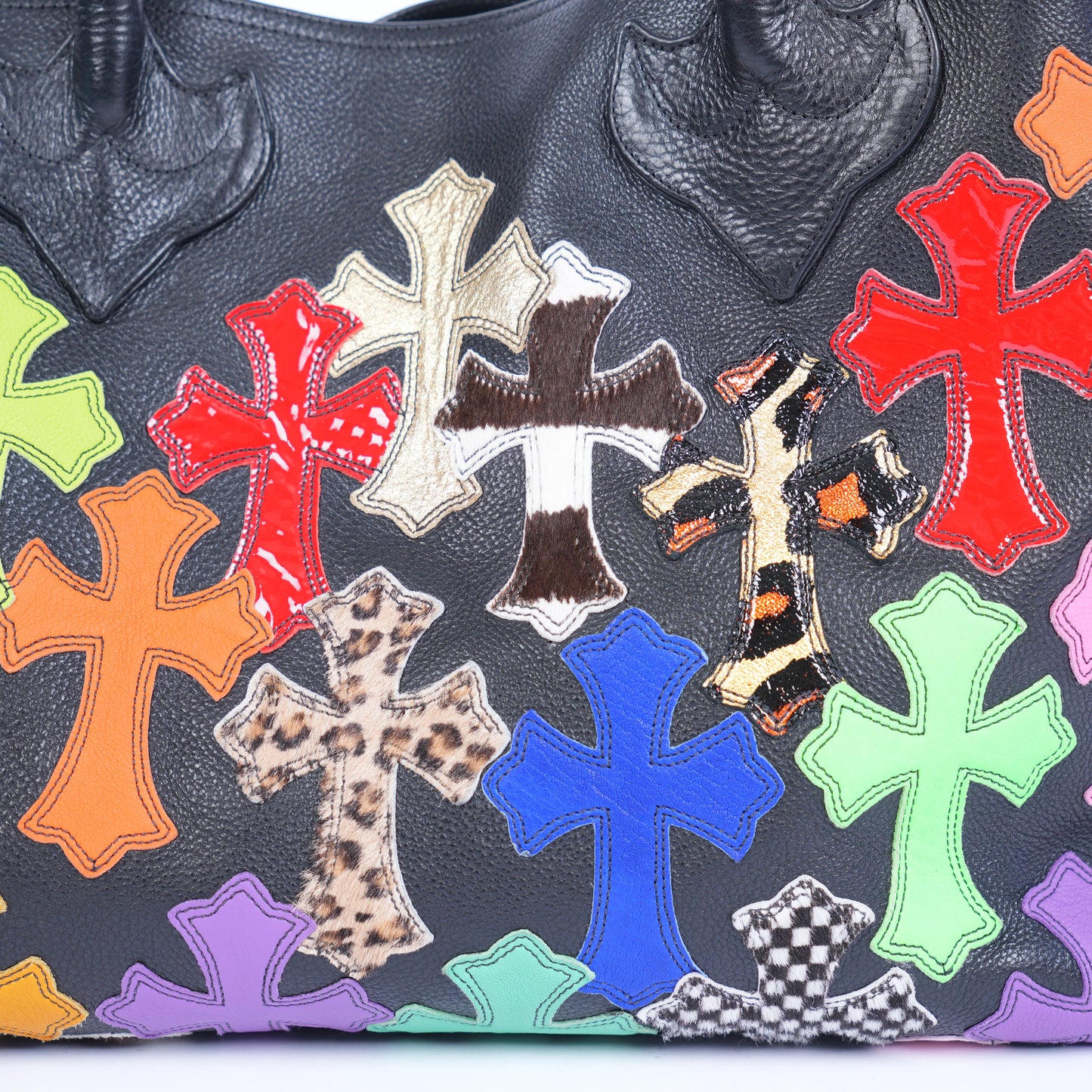 CHROME HEARTS MULTICOLOR CROSS PATCH TOTE BAG