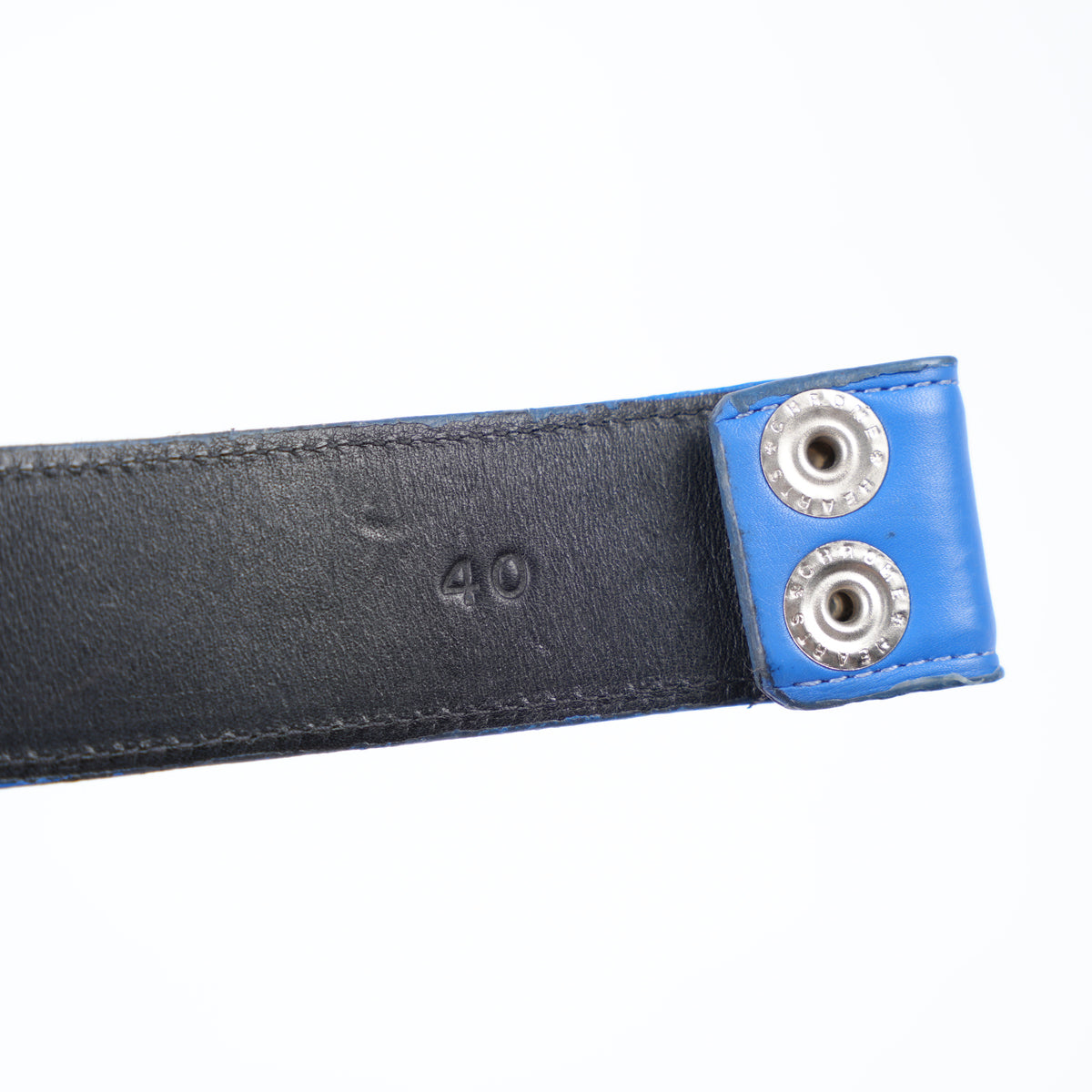 CHROME HEARTS BLUE LEATHER BELT STRAP
