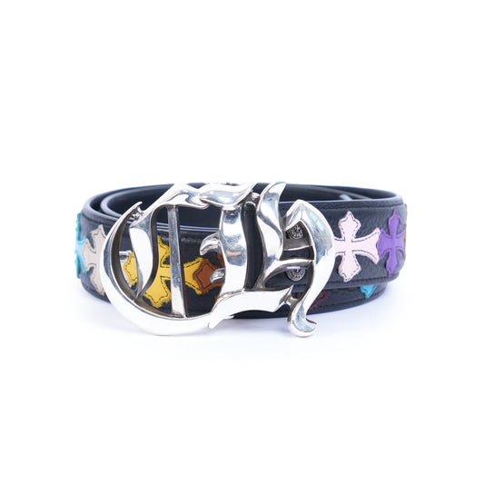 CHROME HEARTS MULTICOLOR PATCH BELT WITH CH BUCKLE