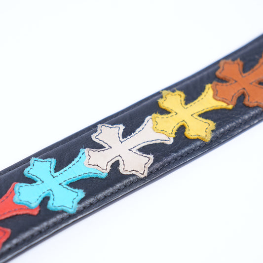 CHROME HEARTS MULTICOLOR PATCH BELT WITH CH BUCKLE