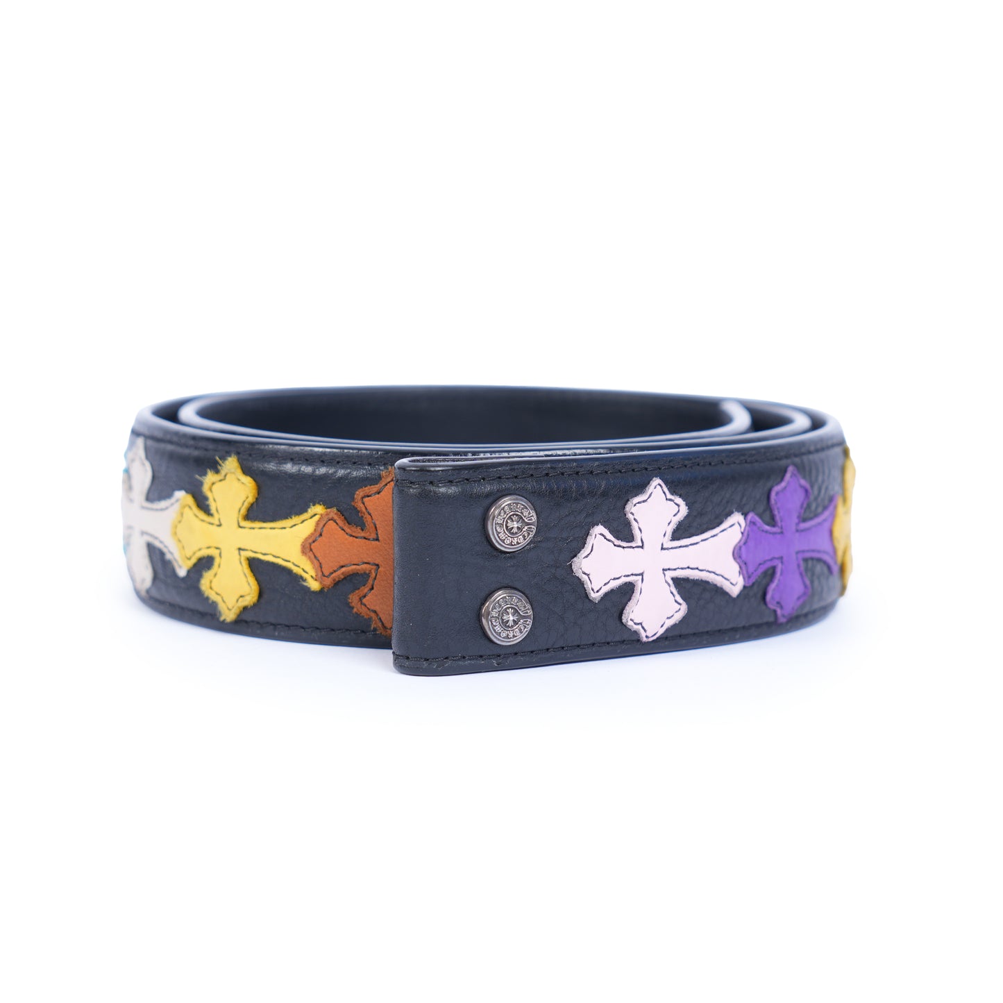CHROME HEARTS MULTICOLOR PATCH BELT WITH CH BUCKLE