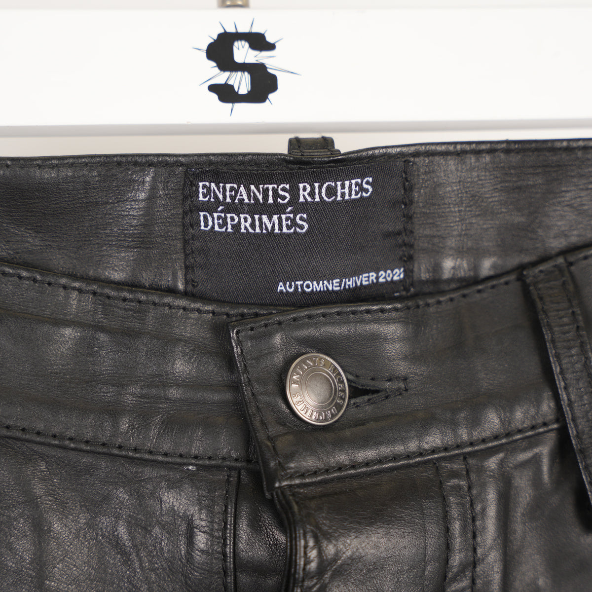 ENFANTS RICHES DÉPRIMÉS ERD BLACK LEATHER DOUBLE KNEE PANTS