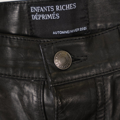 ENFANTS RICHES DÉPRIMÉS ERD BLACK LEATHER DOUBLE KNEE PANTS