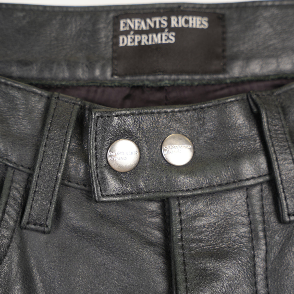 ENFANTS RICHES DÉPRIMÉS ERD TOMMY TONSIL BLACK LEATHER DOUBLE BUTTON PANTS