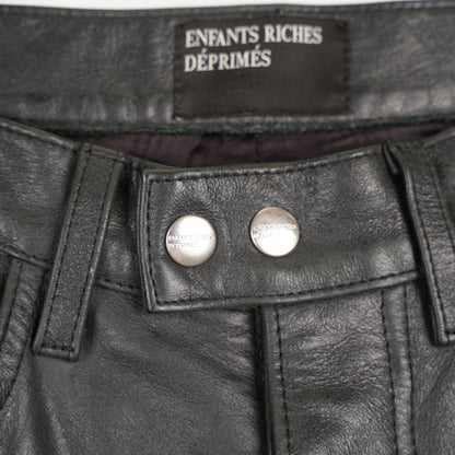 ENFANTS RICHES DÉPRIMÉS ERD TOMMY TONSIL BLACK LEATHER DOUBLE BUTTON PANTS