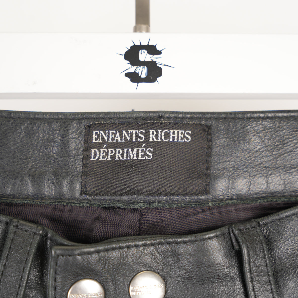ENFANTS RICHES DÉPRIMÉS ERD TOMMY TONSIL BLACK LEATHER DOUBLE BUTTON PANTS