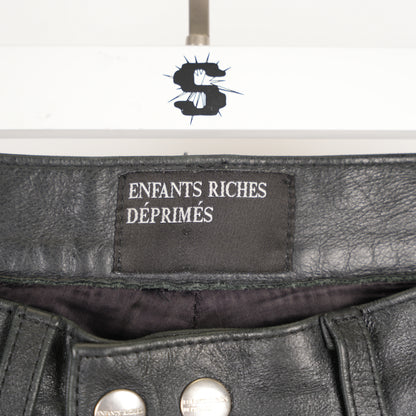 ENFANTS RICHES DÉPRIMÉS ERD TOMMY TONSIL BLACK LEATHER DOUBLE BUTTON PANTS