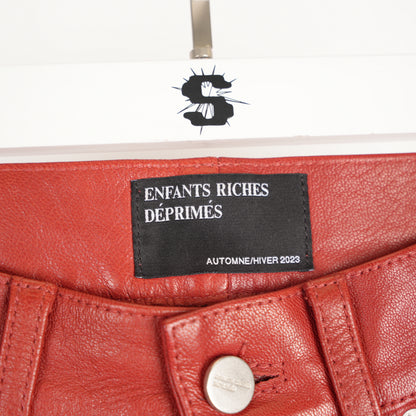 ENFANTS RICHES DÉPRIMÉS ERD RED FLARED LEATHER PANTS
