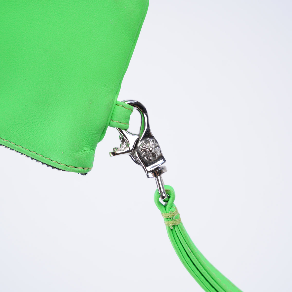 CHROME HEARTS NEON GREEN CROSS PATCH COIN PURSE