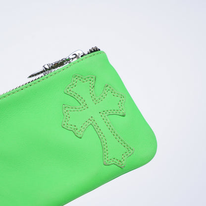 CHROME HEARTS NEON GREEN CROSS PATCH COIN PURSE