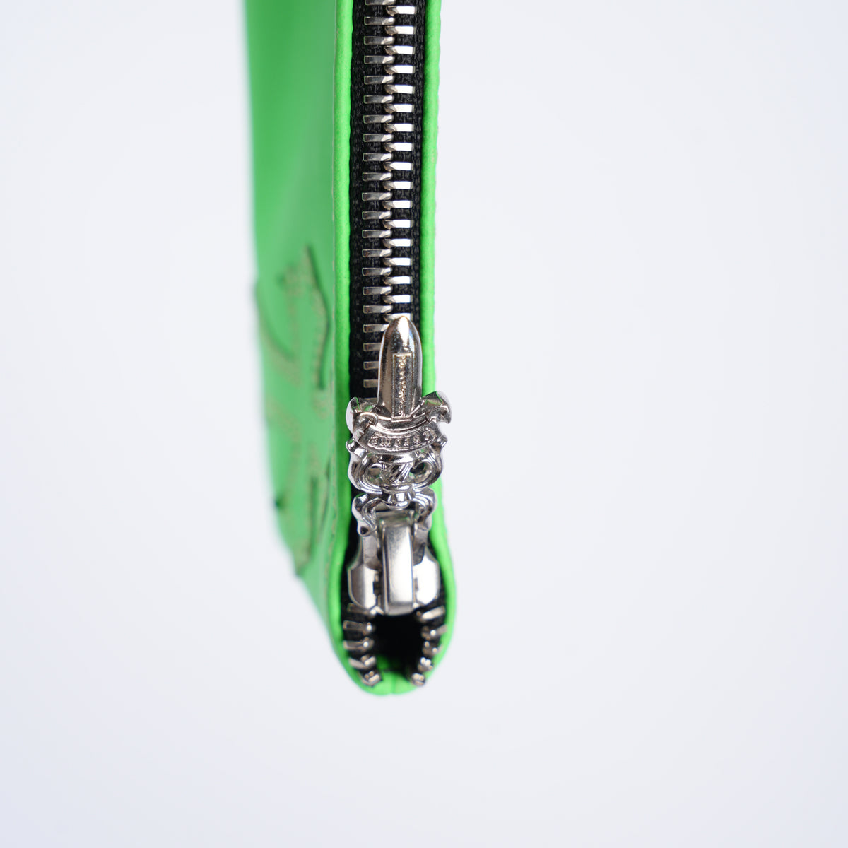 CHROME HEARTS NEON GREEN CROSS PATCH COIN PURSE