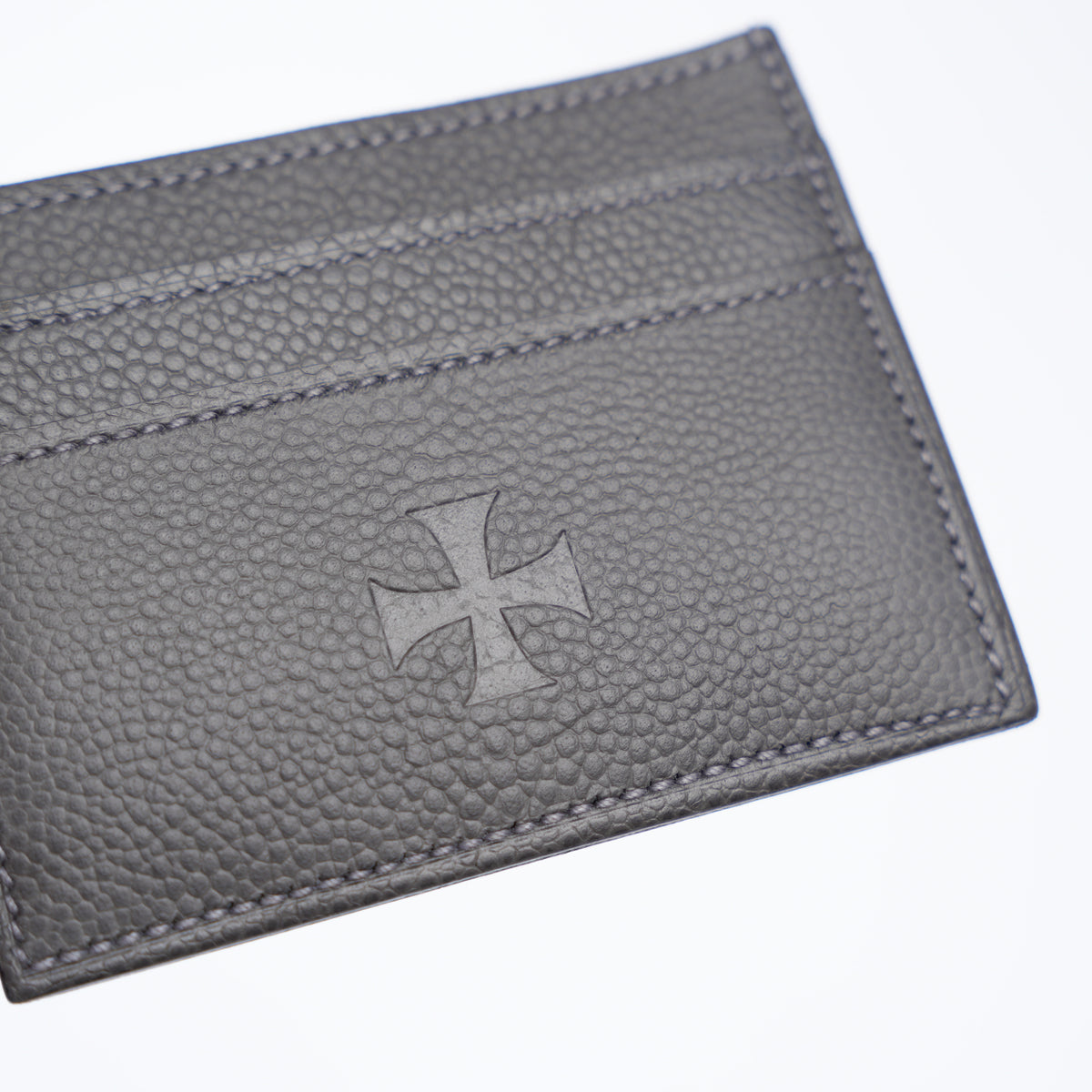 ERD ENFANTS RICHES DÉPRIMÉS GREY LEATHER DEBOSSED LOGO CARDHOLDER