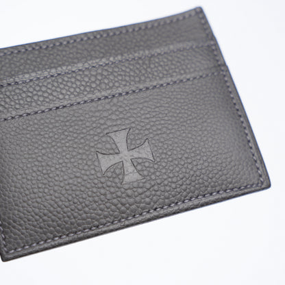 ERD ENFANTS RICHES DÉPRIMÉS GREY LEATHER DEBOSSED LOGO CARDHOLDER