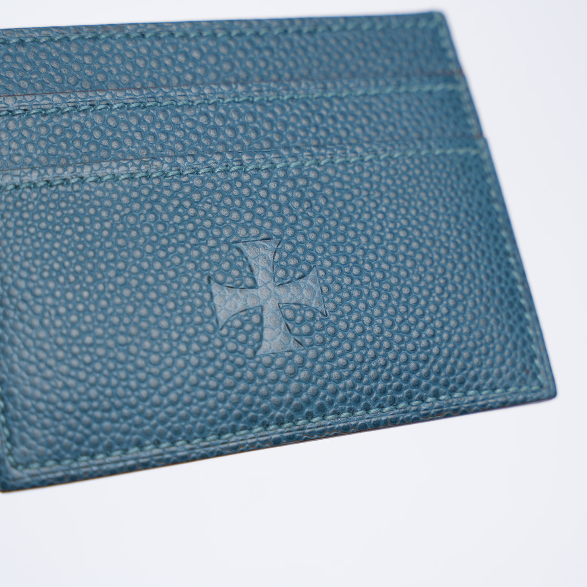 ERD BLUE LEATHER DEBOSSED LOGO CARDHOLDER