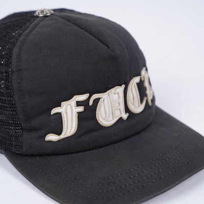 CHROME HEARTS VINTAGE WHITE FUCK LAMB LEATHER PATCH HAT