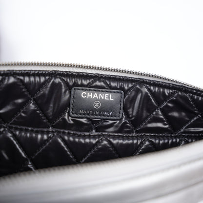 CHANEL SILVER LEATHER KEYBOARD RUE CAMBON CLUTCH