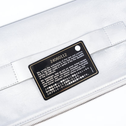 CHANEL SILVER LEATHER KEYBOARD RUE CAMBON CLUTCH