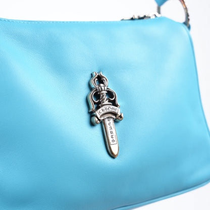 CHROME HEARTS SILVER DAGGER EMBELLISHED BLUE CHICKEN NUGGET PURSE