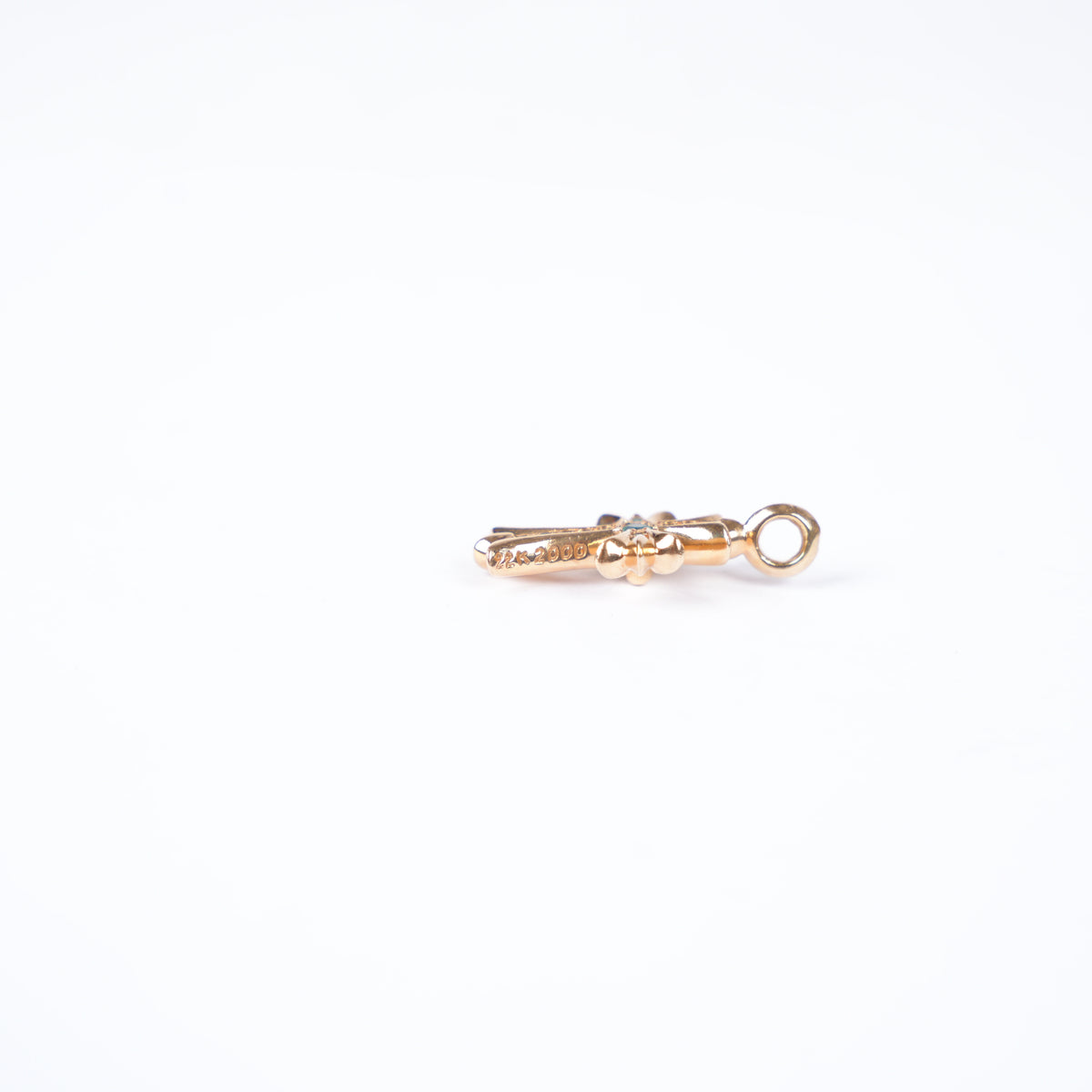 CHROME HEARTS EMERALD TINY CROSS 22K GOLD PENDANT