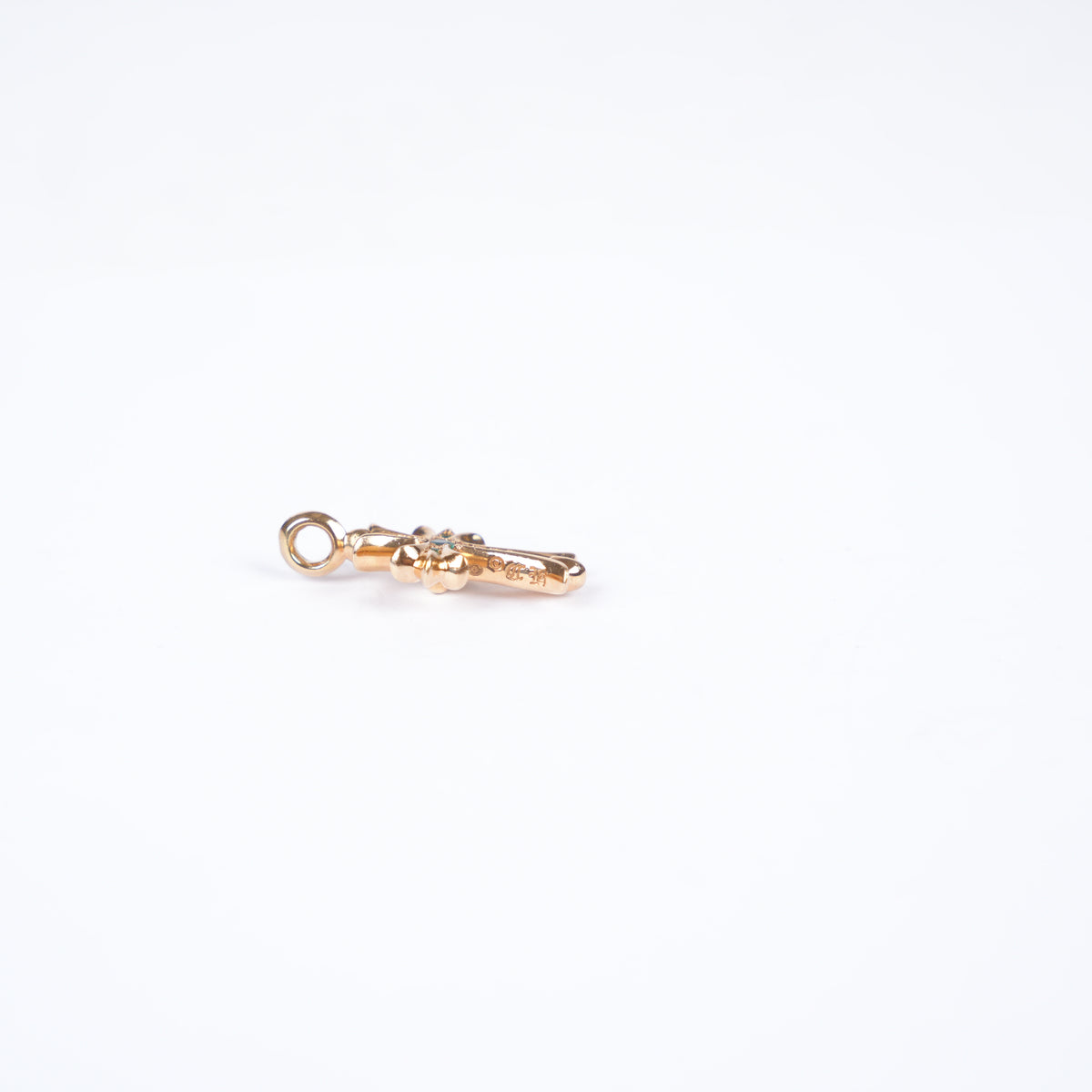 CHROME HEARTS EMERALD TINY CROSS 22K GOLD PENDANT
