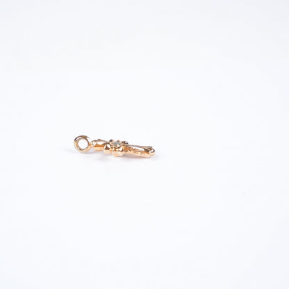 CHROME HEARTS EMERALD TINY CROSS 22K GOLD PENDANT