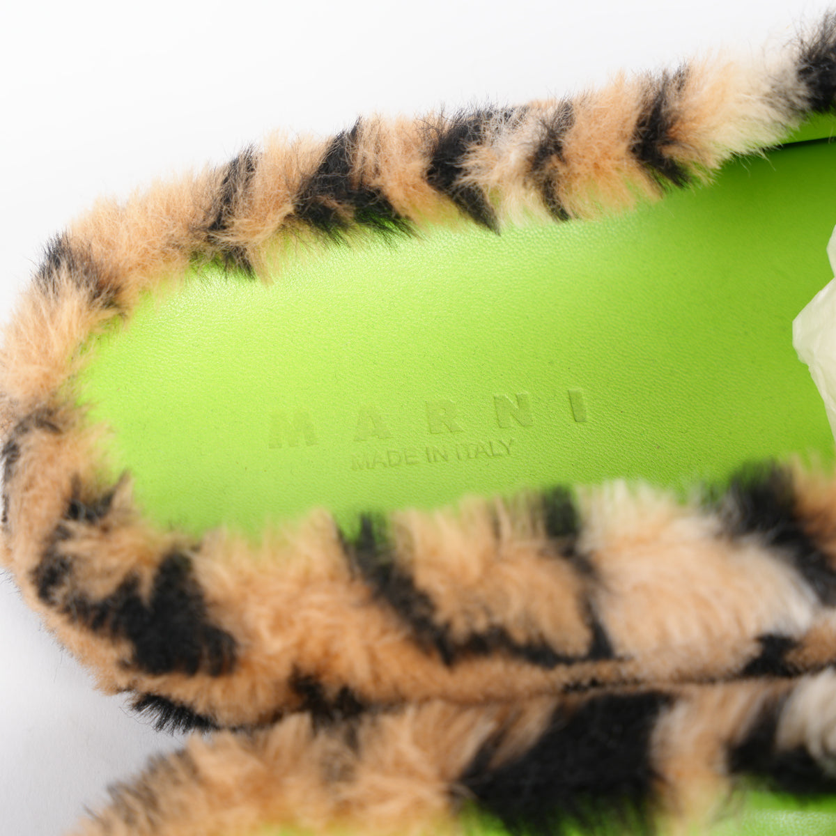MARNI FAUX FUR ANIMAL PRINT MULES