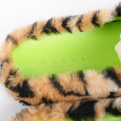 MARNI FAUX FUR ANIMAL PRINT MULES