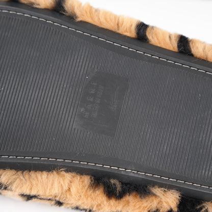MARNI FAUX FUR ANIMAL PRINT MULES