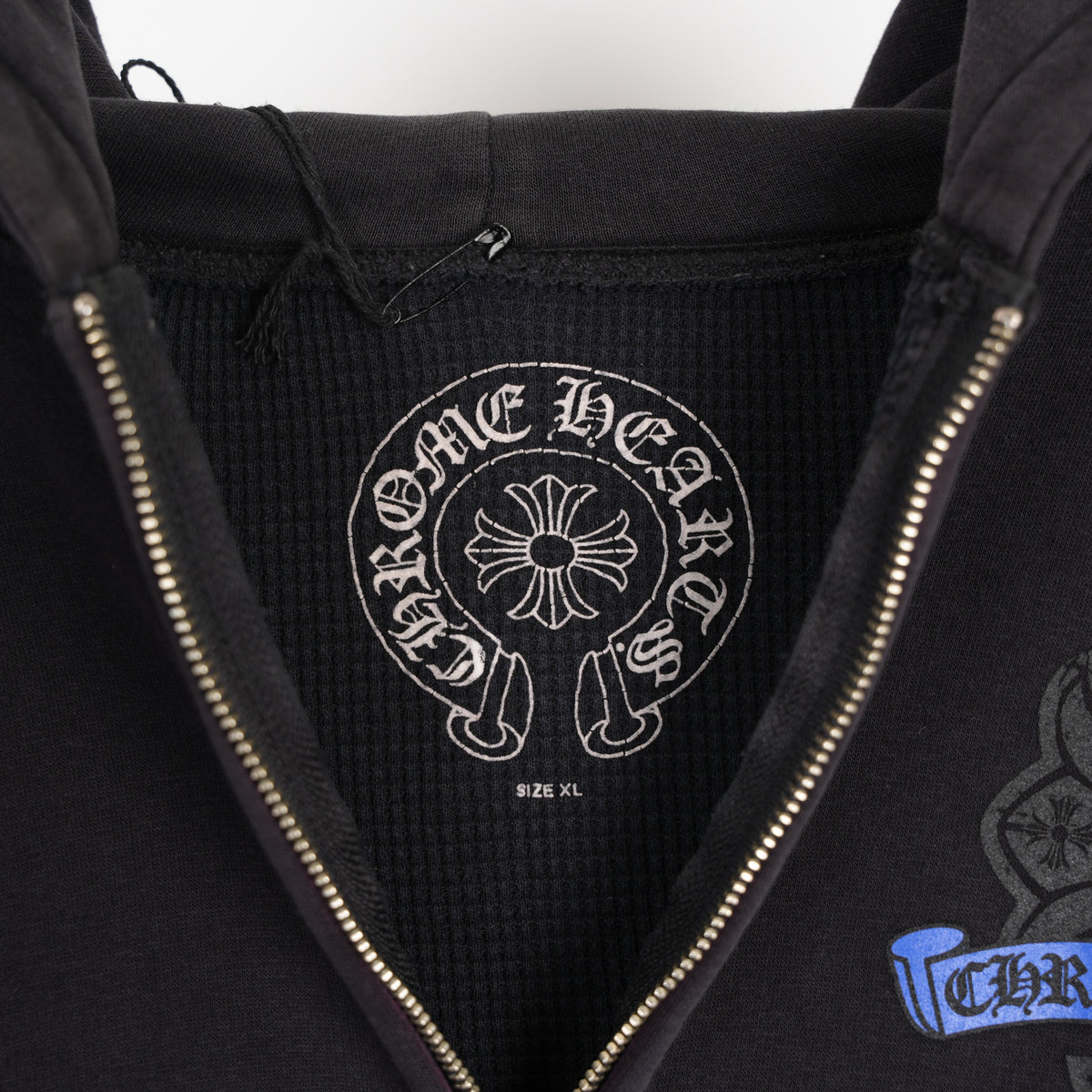 CHROME HEARTS RARE VINTAGE THERMAL BLUE HORSE SHOE ZIP UP HOODIE