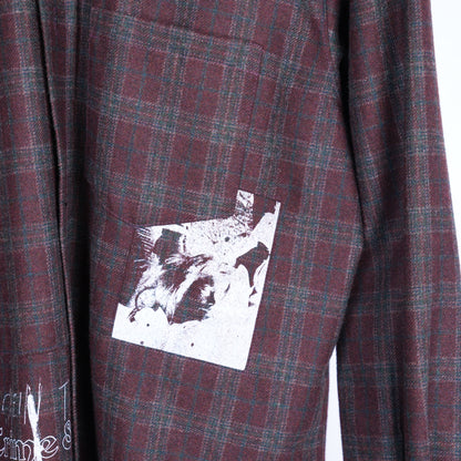 ERD MR. PORTER EXCLUSIVE CRIME & PUNISHMENT BURGUNDY ASSEMBLAGE FLANNEL