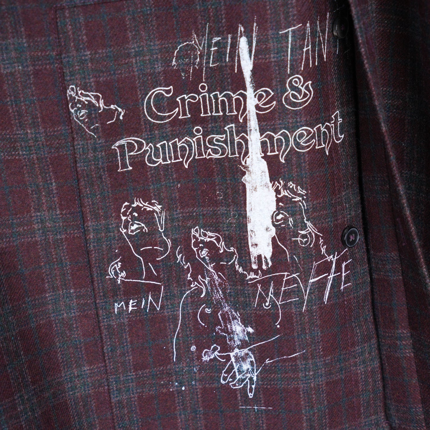 ERD MR. PORTER EXCLUSIVE CRIME & PUNISHMENT BURGUNDY ASSEMBLAGE FLANNEL