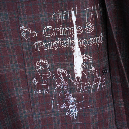 ERD MR. PORTER EXCLUSIVE CRIME & PUNISHMENT BURGUNDY ASSEMBLAGE FLANNEL