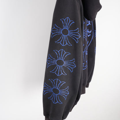 CHROME HEARTS RARE VINTAGE THERMAL BLUE HORSE SHOE ZIP UP HOODIE