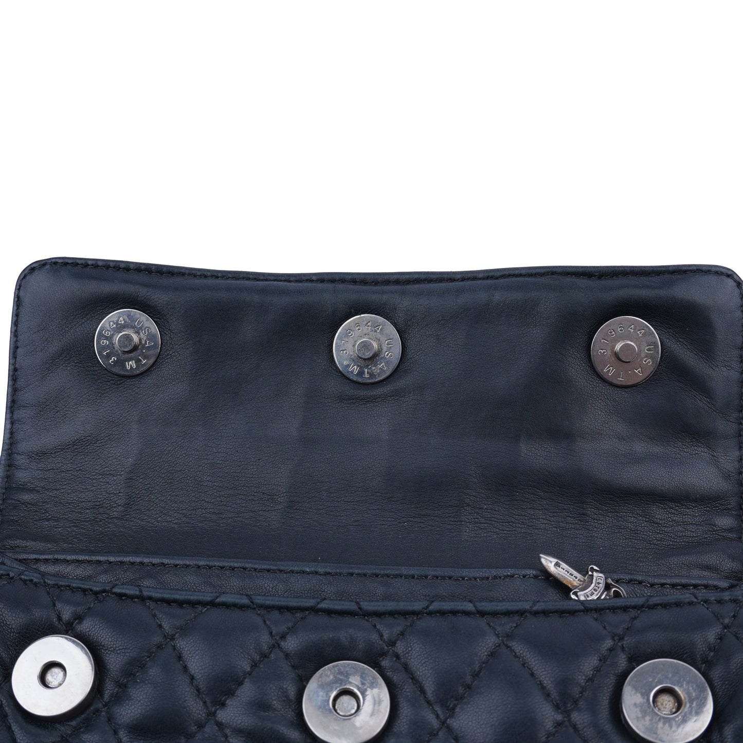 CHROME HEARTS PATINA PLUSS CROSS QUILTED LEATHER SNAP WALLET