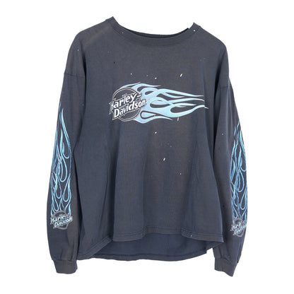 HARLEY DAVIDSON FADED BLUE FLAME LONG SLEEVE T-SHIRT