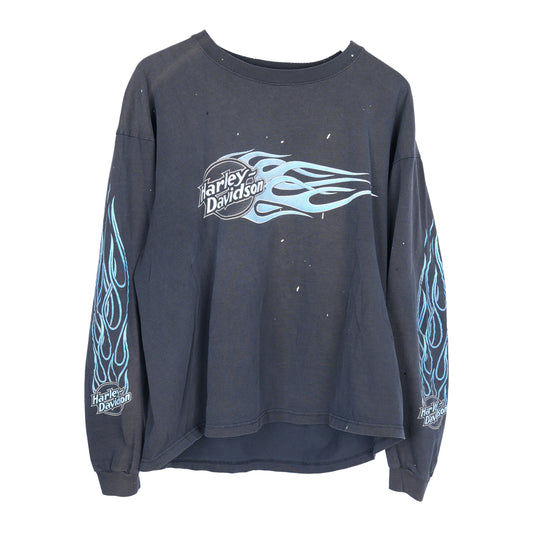 HARLEY DAVIDSON FADED BLUE FLAME LONG SLEEVE T-SHIRT