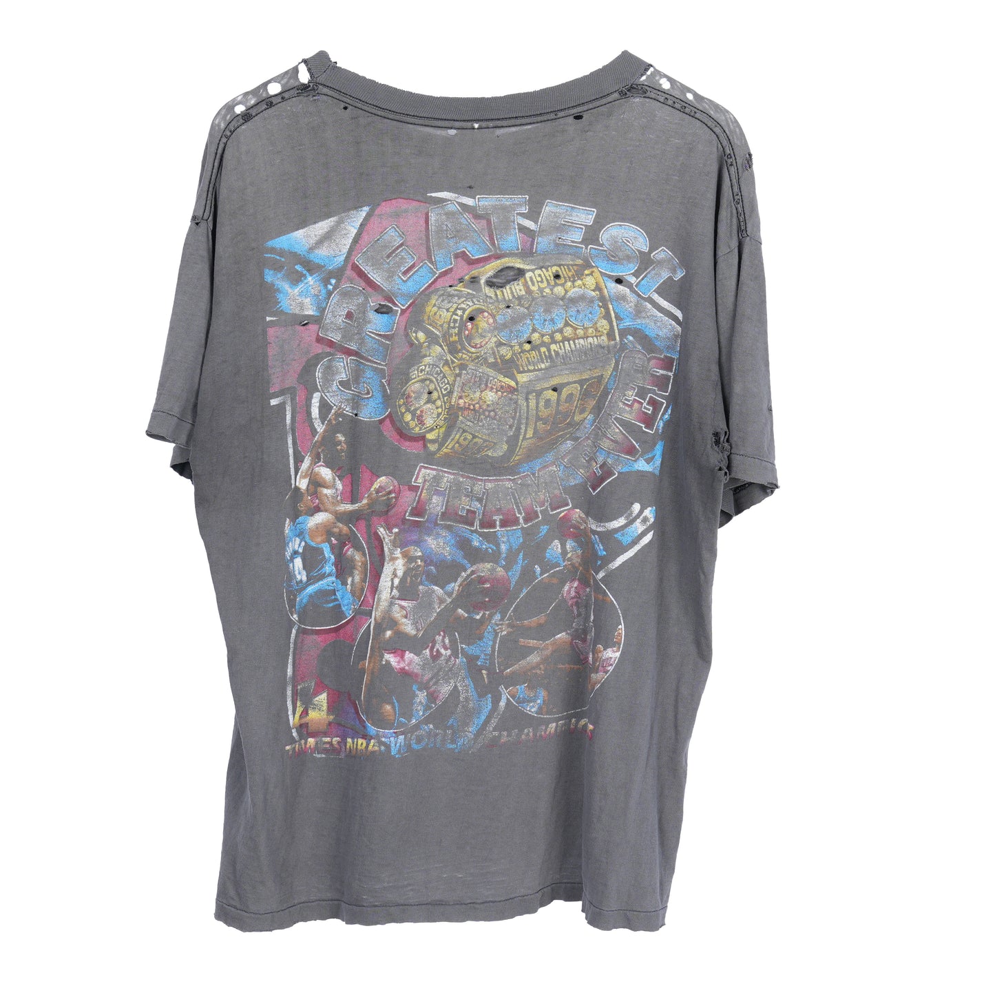 CHICAGO BULLS SMOKED THRASHED FADED CHAMPIONSHIP RAP T-SHIRT