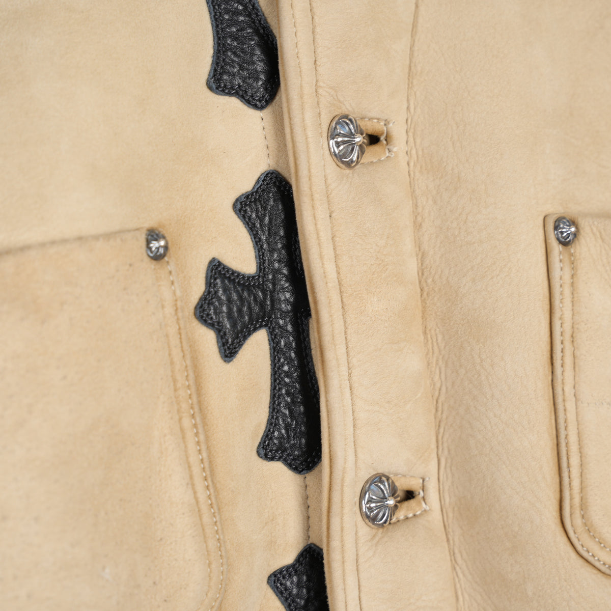 CHROME HEARTS 1 OF 1 CROSS PATCH SHEARLING JACKET