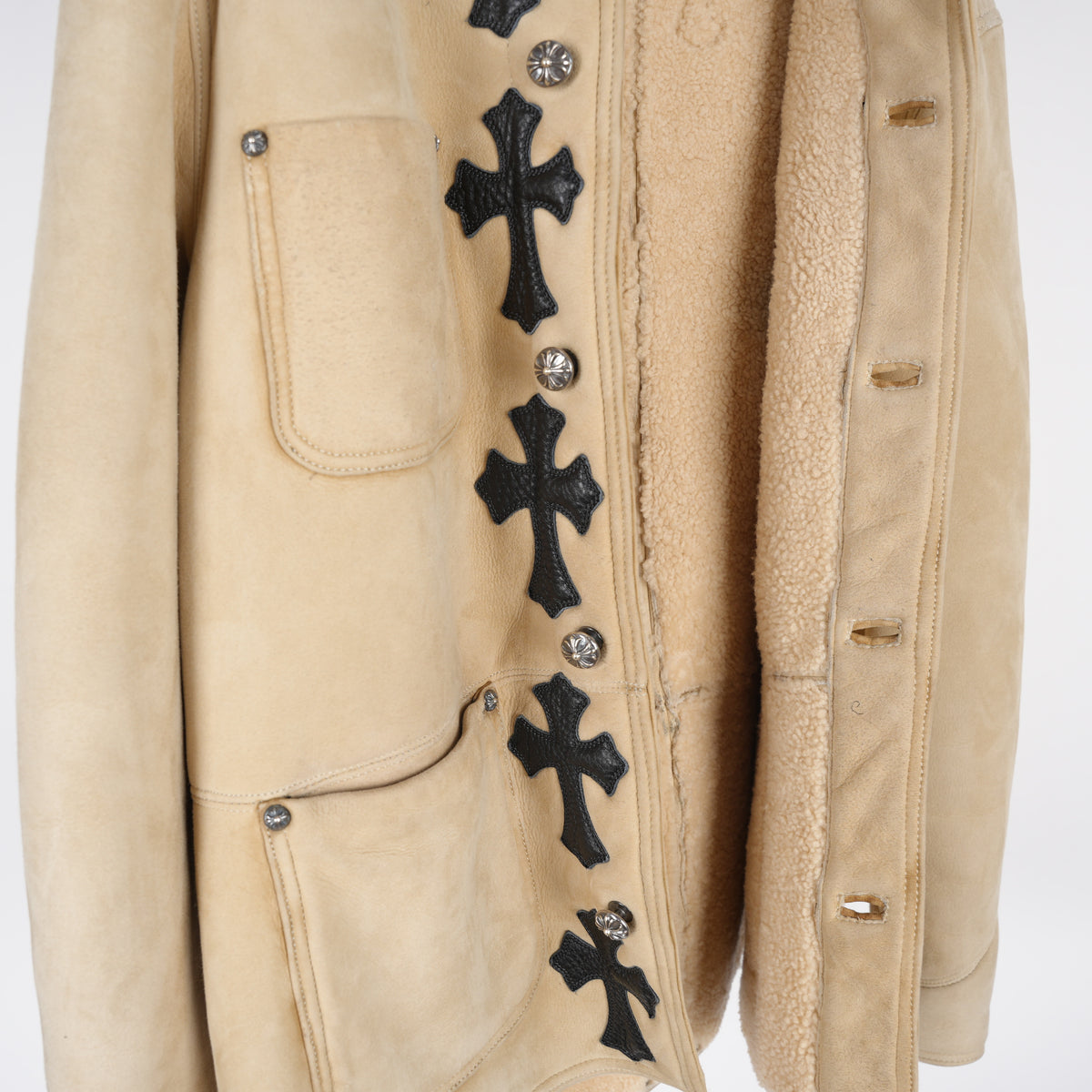 CHROME HEARTS 1 OF 1 CROSS PATCH SHEARLING JACKET
