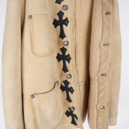 CHROME HEARTS 1 OF 1 CROSS PATCH SHEARLING JACKET